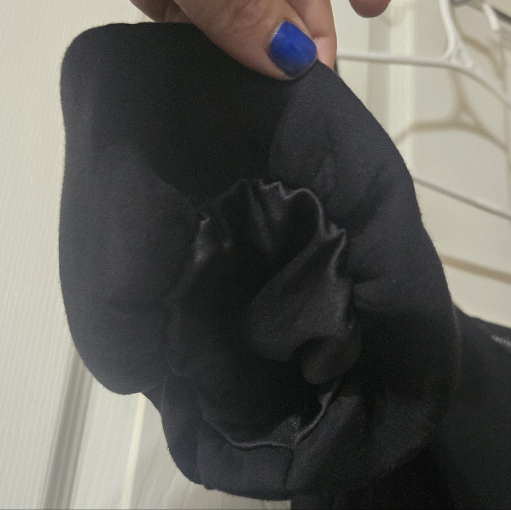 English Factory Black Puff Sleeve A-Line Mini Dress, Study Scuba Knit, EUC! - Picture 6 of 14